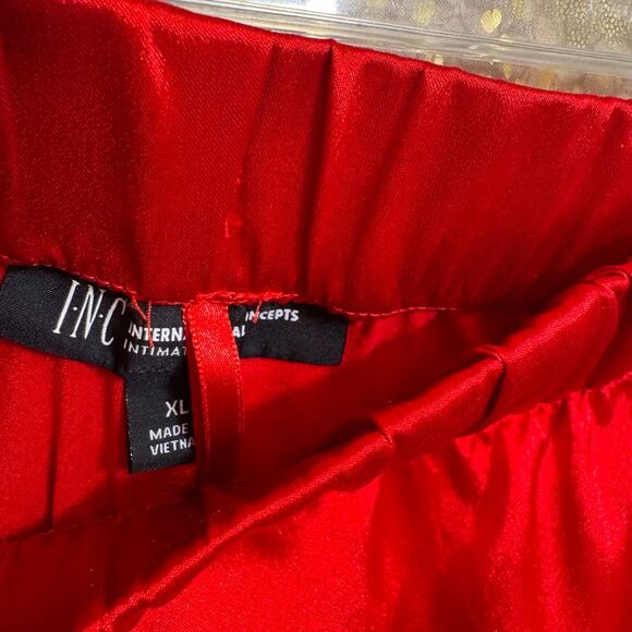 INC International Concepts Lipstick Red Satin Silky Pajama Set XL - Picture 6 of 9